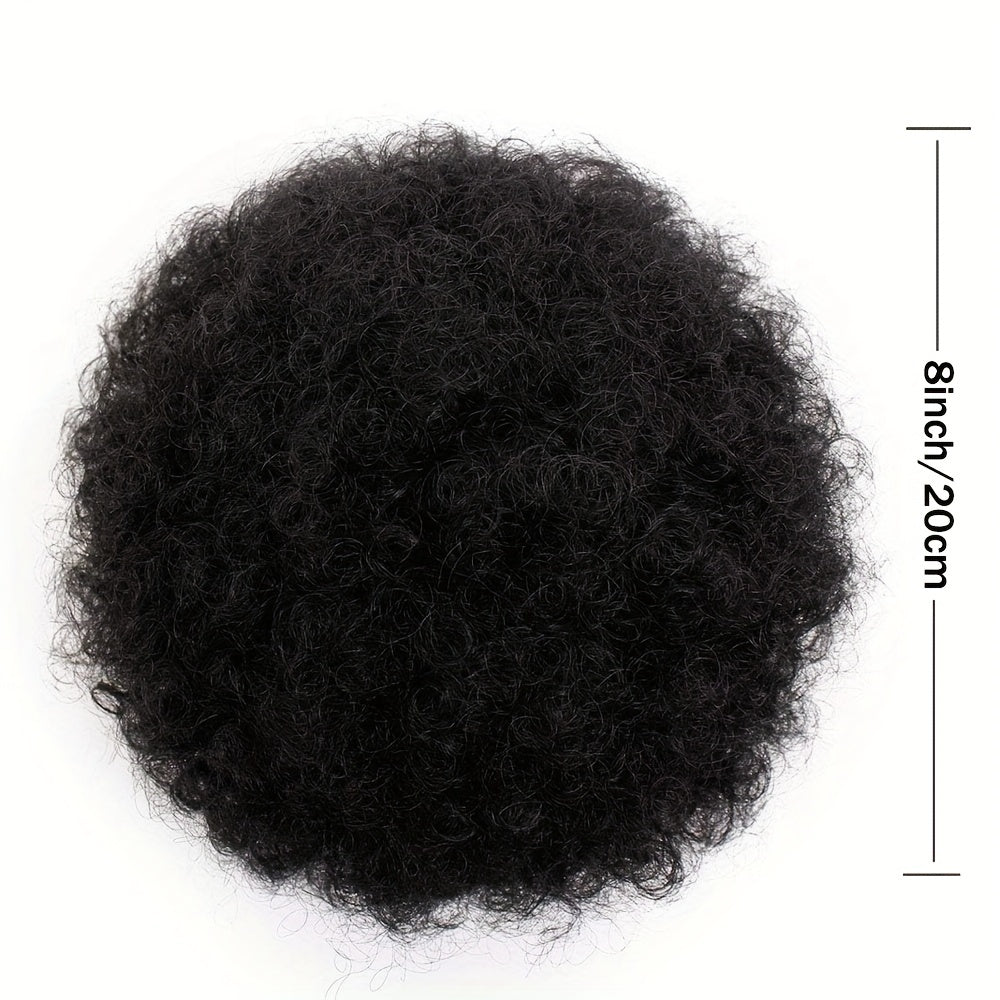 Kinky Curly Afro Puff Ponytail Extension - Short Synthetic Updo Hair Piece for Natural Look