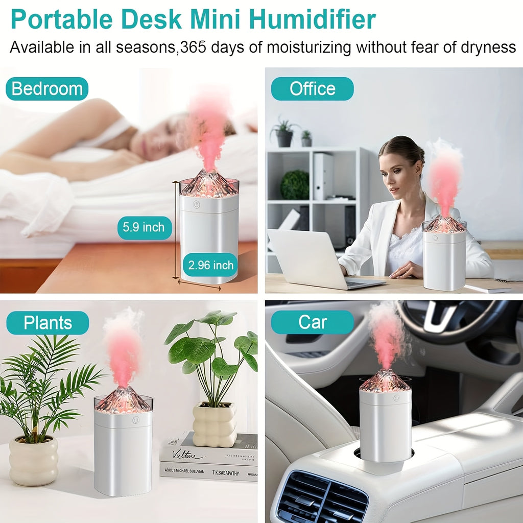 Volcano Dazzle Aroma Diffuser Humidifier with 8-Pack Essential Oil Set — Sweet Orange, Lemon, Vanilla, Sandalwood, White Tea, Peppermint, Lavender, Rose — Home Fragrance & Candle Making