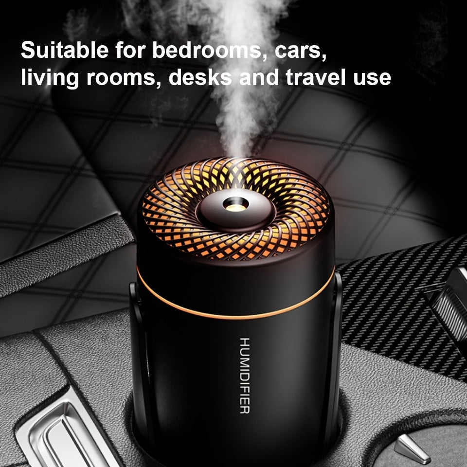 Portable Ultrasonic Humidifier with 180° Rotating Base, 7-Color LED & Essential Oil Diffuser, Silent High-Mist Air Humidifier for Home Office Dorm