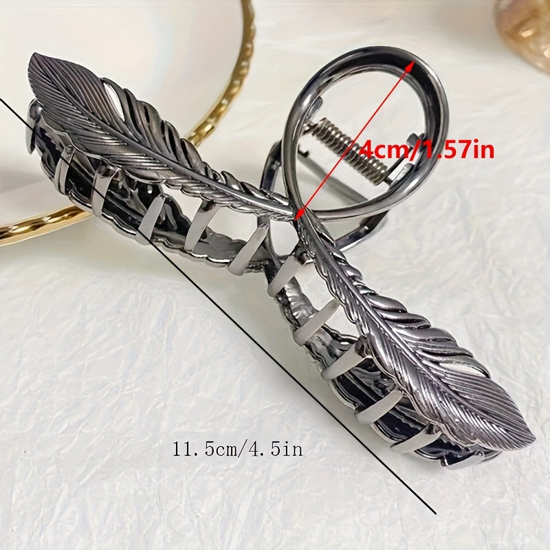 Minimalist Metal Shark Hair Clip for Women – 1-Pack Back-of-Head Hair Claw