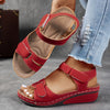 Women's Beige Wedge Sandals - Open Toe Platform Strappy Sandals with Adjustable Ankle Strap, Perforated Breathable Design