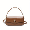 Women's Genuine Leather French Baguette Handbag – Minimalist Gold Hardware, Crossbody & Shoulder Purse