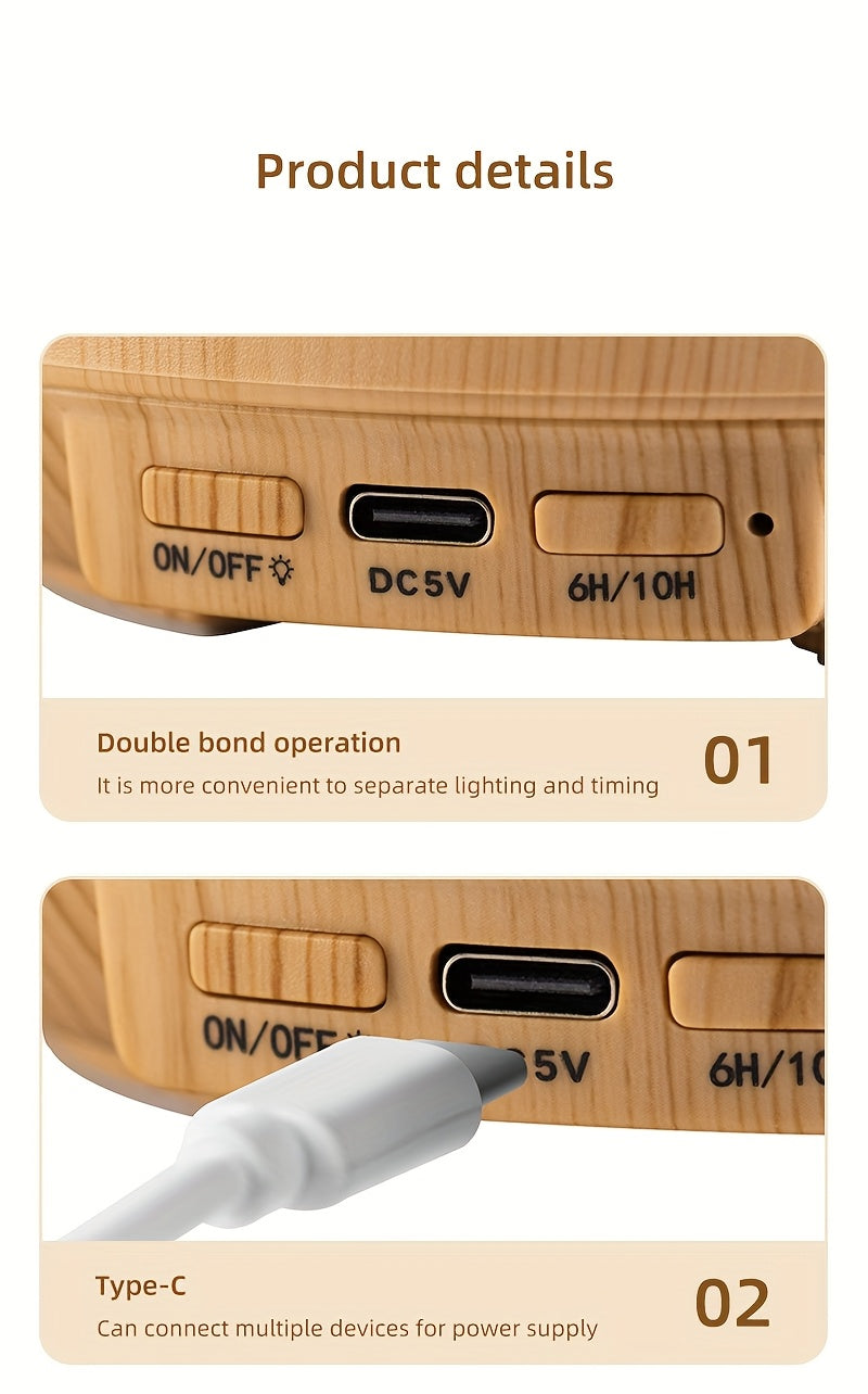 Campfire Desktop Humidifier & Aroma Diffuser — Soundwave Ultrasonic, Real Flame Effect, Dual Mist, Quiet USB Humidifier with LED Night Light & Auto Shut-Off (Black, Red, Purple, Green, Gold, Brown)