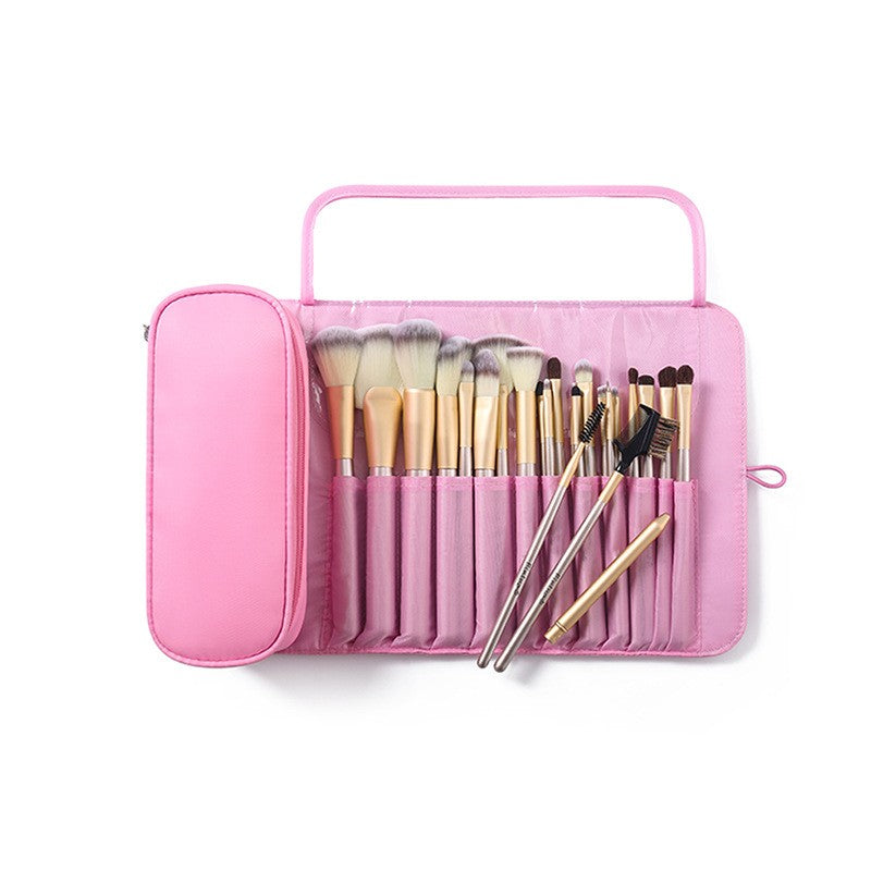 Large Capacity Makeup Brush Organizer Cosmetic Bag – Korean-Style Portable Pouch for Students & Travel