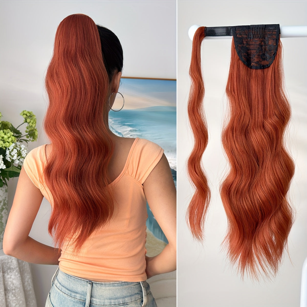 24-inch (61 cm) Body Wave Clip-In Ponytail Extension - Heat-Resistant Synthetic Hairpiece, Easy Secure Clip for Women & Girls