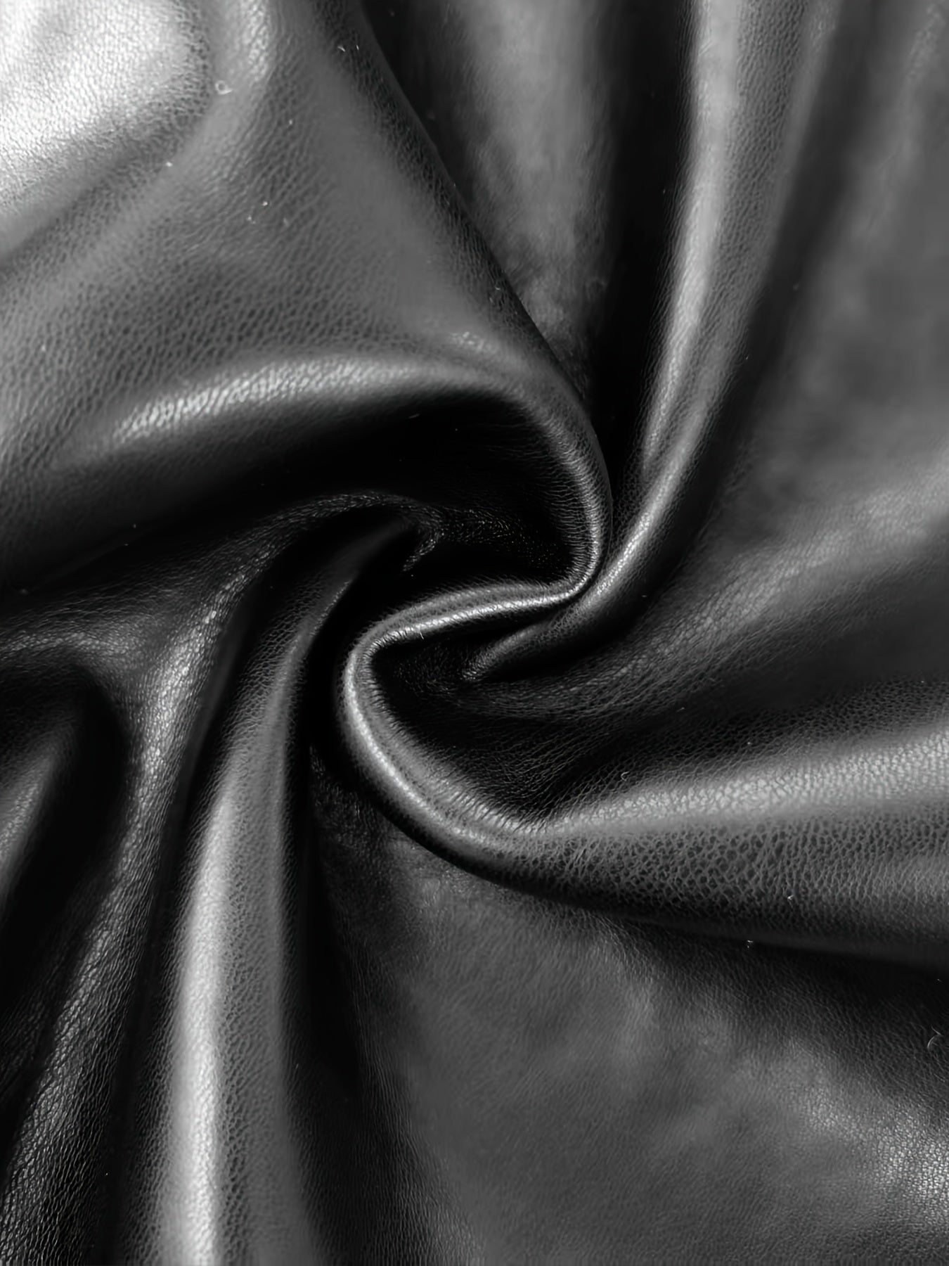 Women's PU Leather Fleece-Lined Hooded Winter Coat with Faux Fur Collar - Full-Zip Long Black Coat