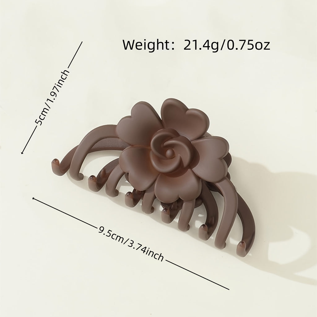 Matte Flower Hair Clip - Large Non-Slip Floral Barrette, Solid Color (1pc)