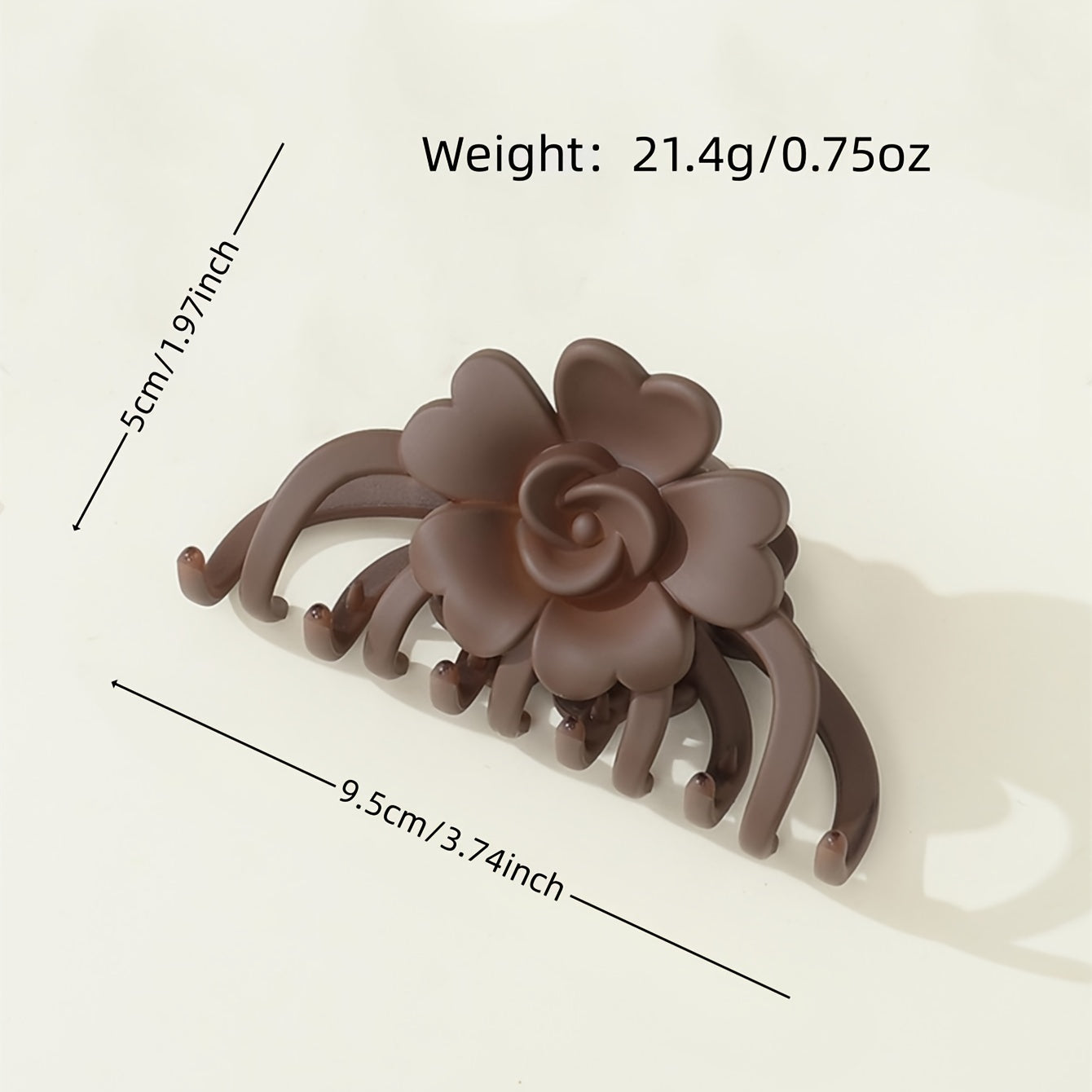 Matte Flower Hair Clip - Large Non-Slip Floral Barrette, Solid Color (1pc)