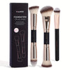 2-Pack Double-Ended Foundation & Contour Makeup Brushes with Travel Case - Round, Flat & Beveled Soft Fiber