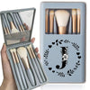 Portable Professional Makeup Brush Set with Mirror, Soft Fluffy Travel Brushes and 26-Letter Initial Garland Gift