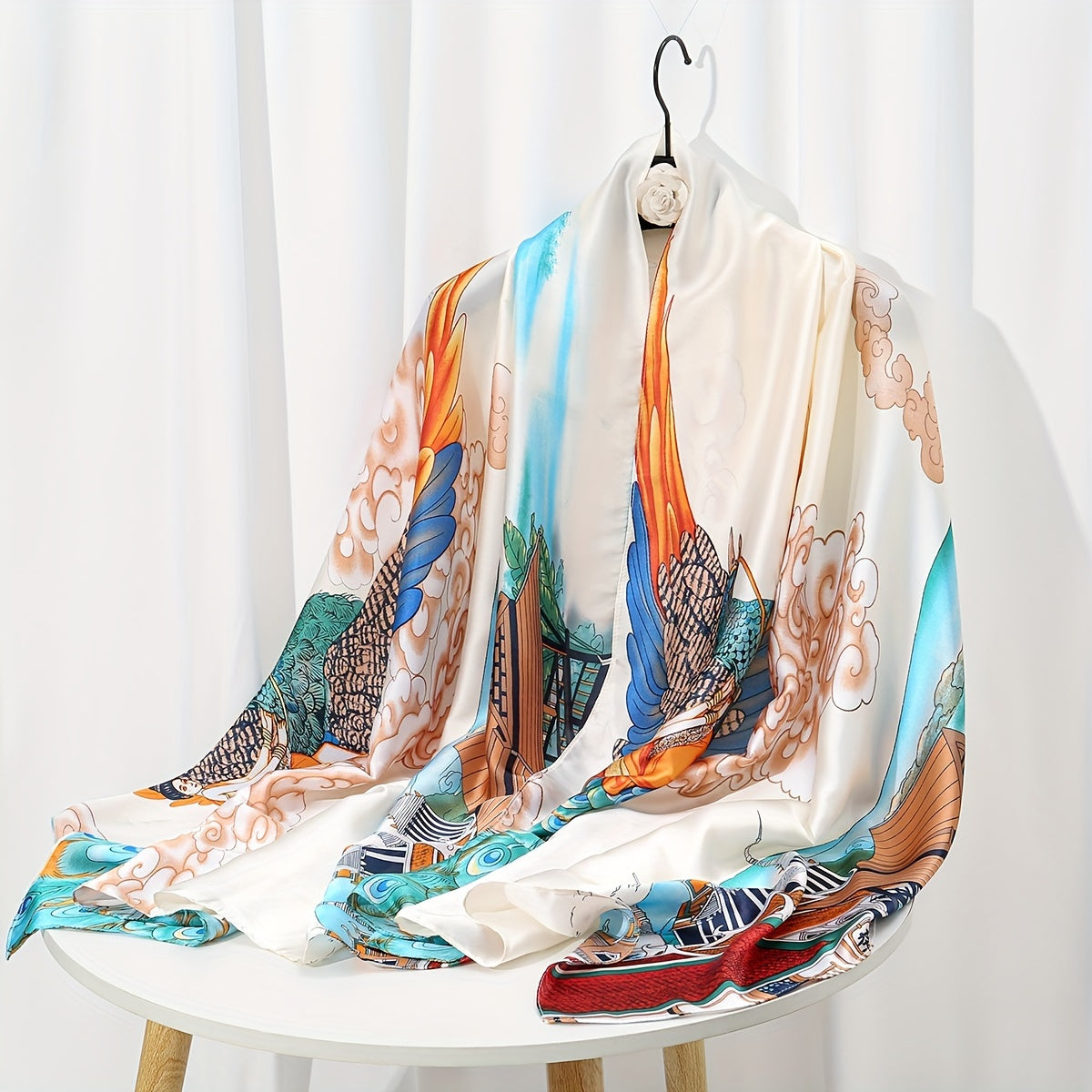 Elegant Landscape Print Scarf Shawl 35.4 in × 70.9 in (90 × 180 cm) Windproof Versatile Wrap for Women Hijab