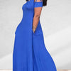 Plus Size Cross-Sleeve Casual Maxi Dress with Back Split