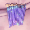 12-Piece Professional Makeup Brush Set with Sparkling Crystal Handles for Face & Eyes
