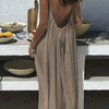 Women's Lightweight Halter Neck Maxi Dress – Sleeveless Backless Tie Detail, Loose Fit Beach & Vacation Dress