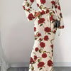 Elegant Pleated Long-Sleeve Flared Dress with Belt – Women's Autumn/Winter Knit Polyester