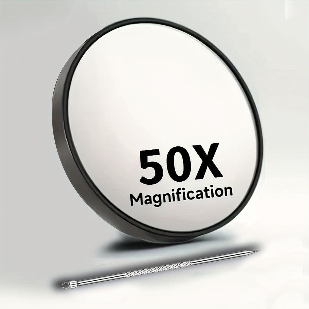 50x Magnifying Suction Cup Makeup Mirror - Battery-Free Compact Vanity Mirror for Makeup, Skincare, Contact Lens & Hair Removal