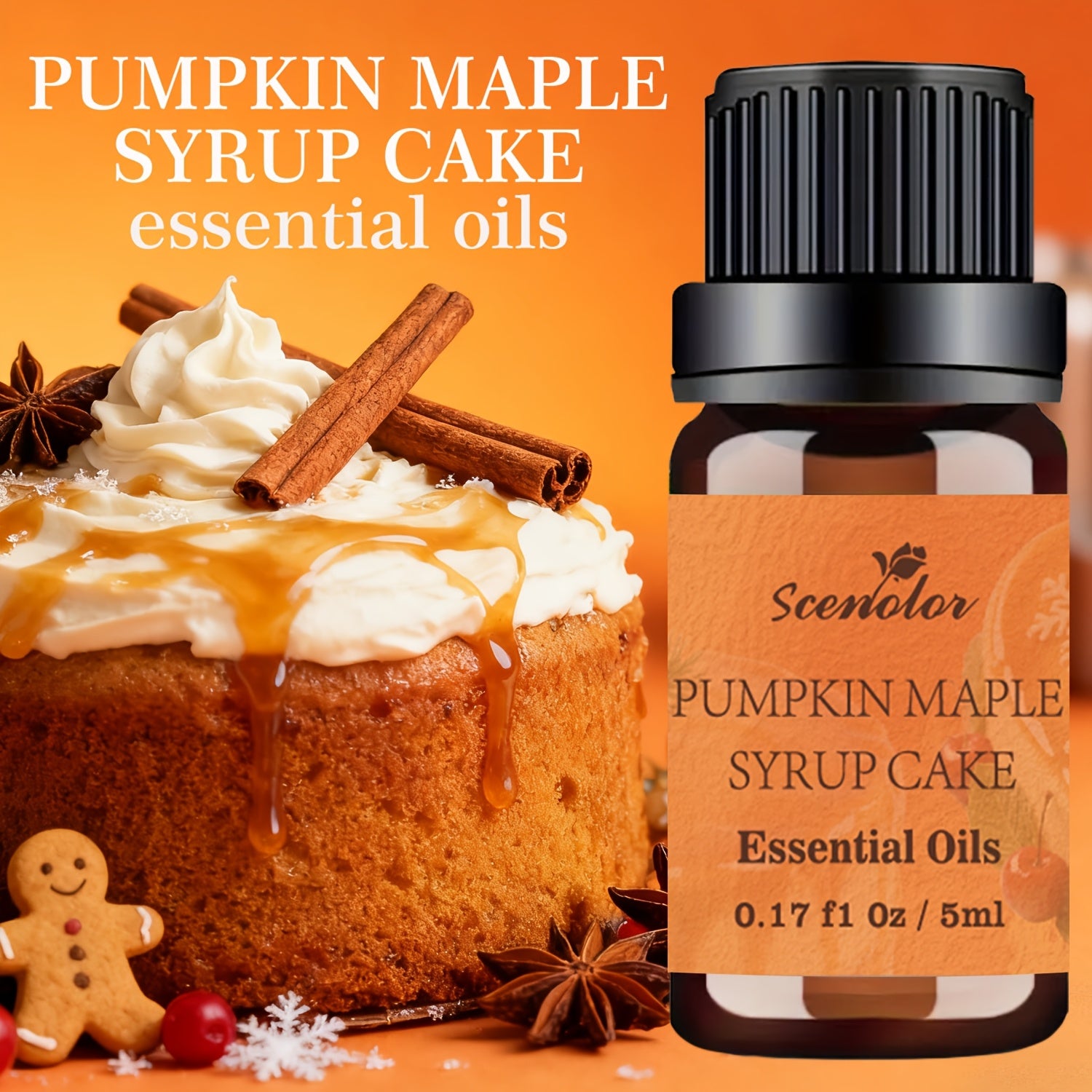 12-Pack Holiday Essential Oils Set 0.17 fl oz (5 ml) Bottles — Cinnamon, Gingerbread, Christmas Tree, Pumpkin Cake, Sandalwood, Fireside | Aromatherapy Oils for Diffusers, Humidifiers & Candle Making