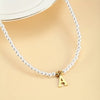 Alphabet Beaded 26-Letter Necklace 18K Gold-Plated Zinc Alloy Collarbone Chain for Women