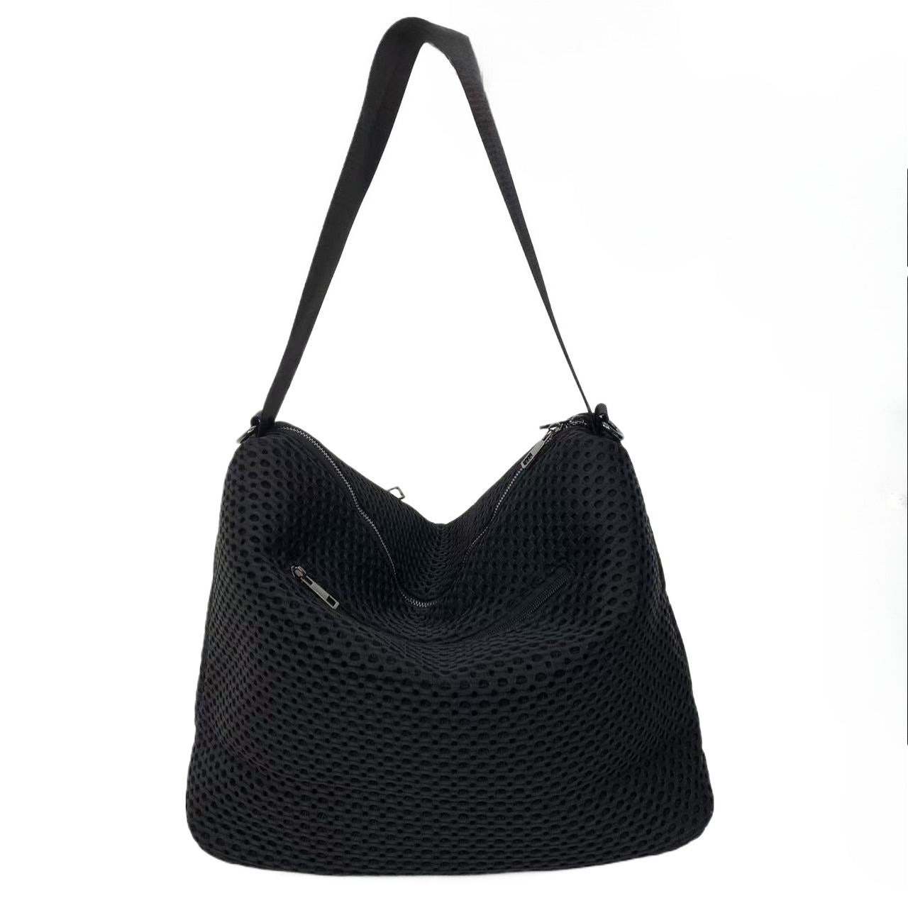 Y2K Retro Bucket Handbag for Women, Patchwork Street Fashion Front-Pocket Shoulder Bag, Large Capacity, Removable Strap