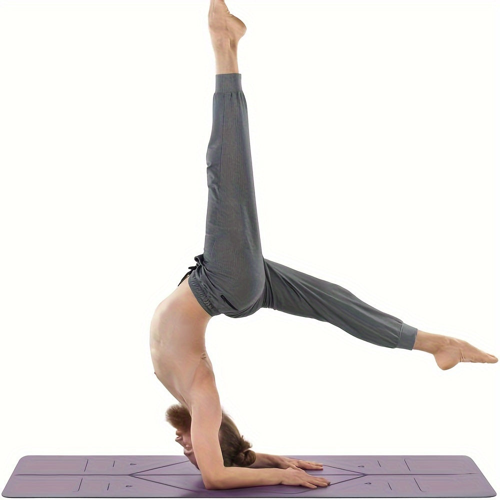 Non-Slip TPE Yoga Mat 0.6 cm (0.24 in) Thick with Carry Strap & Storage Bag – Gray for Yoga, Pilates & Gym