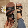 Women's Casual Flat Sandals - Brown Open Toe TPR Sole Comfortable Beach & Home Slides