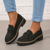 Women's Platform Horsebit Loafers Round Toe Slip-On Retro Solid Color