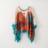Bohemian Lightweight Breathable Pullover Shawl, 42.1 in (107 cm) Printed Square Scarf, Boho Beach & Evening Wrap