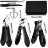 6-Piece Stainless Steel Nail Care Kit - Angled Curved Blade Clippers for Ingrown & Thick Toenails, Eagle-Beak Trimmer, Manicure & Pedicure Set with Portable Case for Men & Women