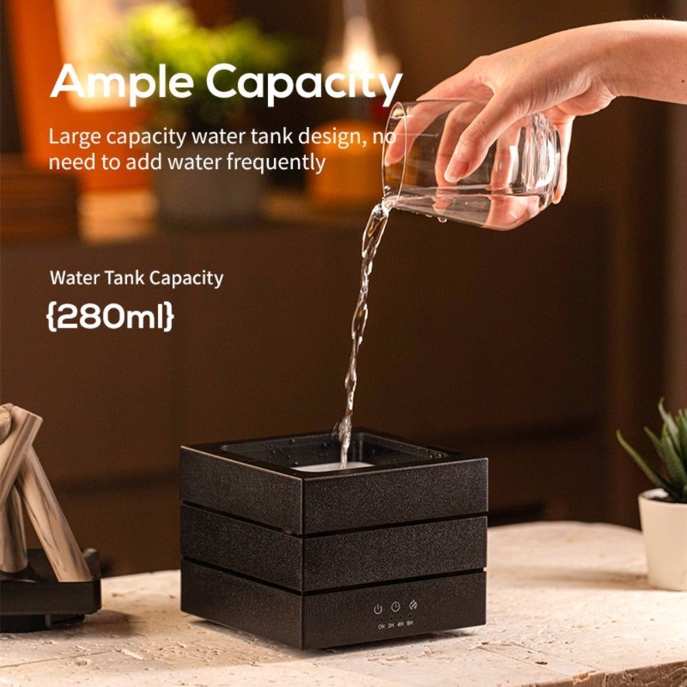 280 mL (9.5 fl oz) Flame Effect Essential Oil Diffuser - Ultrasonic Aroma Humidifier with 7-Color LED, Silent Sound Wave Atomizer, 2/4-Hour Timer & Auto Shutoff for Bedroom Office Yoga