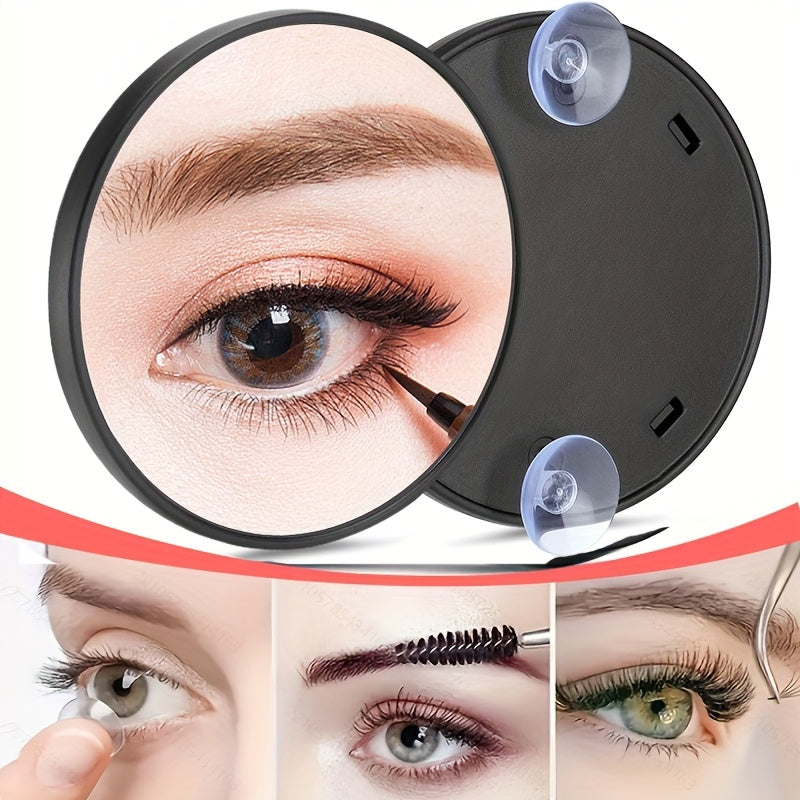 High-Definition Makeup Mirror 5x/10x/15x Magnification — Portable Suction Cup Travel Mirror, Clear Glass Black Frame