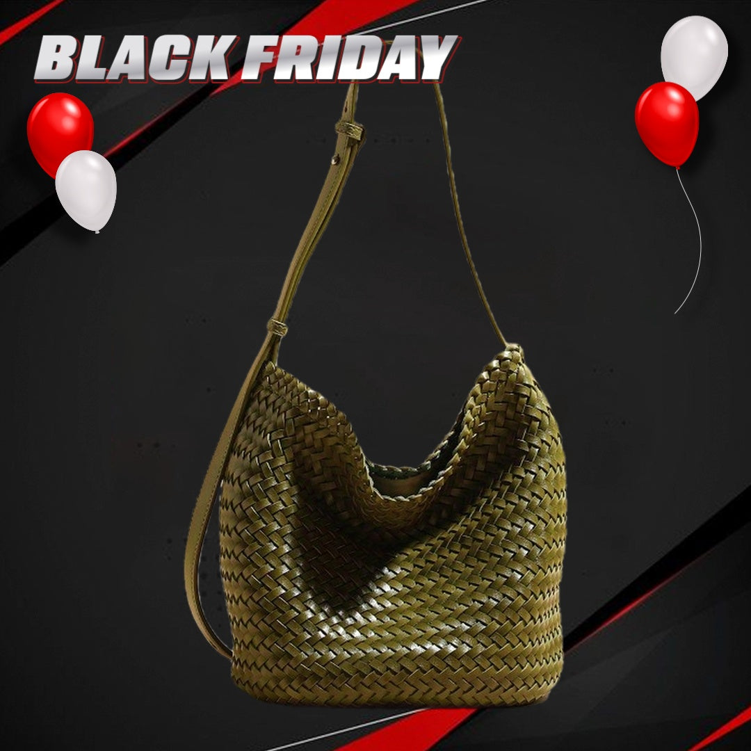 Handmade Woven Bucket Bag for Women - Large Capacity Single-Shoulder Crossbody Tote