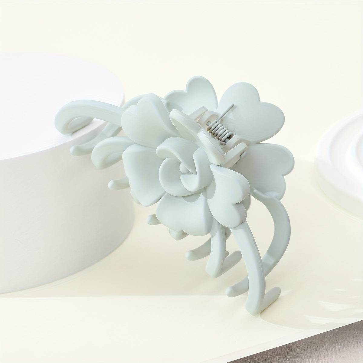 Matte Flower Hair Clip - Large Non-Slip Floral Barrette, Solid Color (1pc)