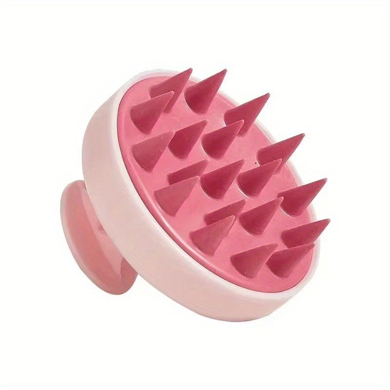 Dual-Head Shampoo Brush & Scalp Massager - Soft Rubber Bristles, ABS Handle - Gentle Detangling & Deep Cleansing for Dandruff and Split Ends - Pastel Pink Teal Purple