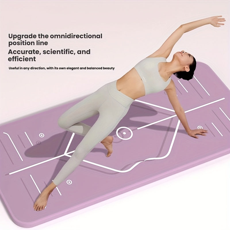 TPE Non-Slip Thick Yoga Mat with Carry Bag & Straps - Cushioned Exercise Mat for Home, Gym & Outdoor (Grey, Purple, Transparent Pink)