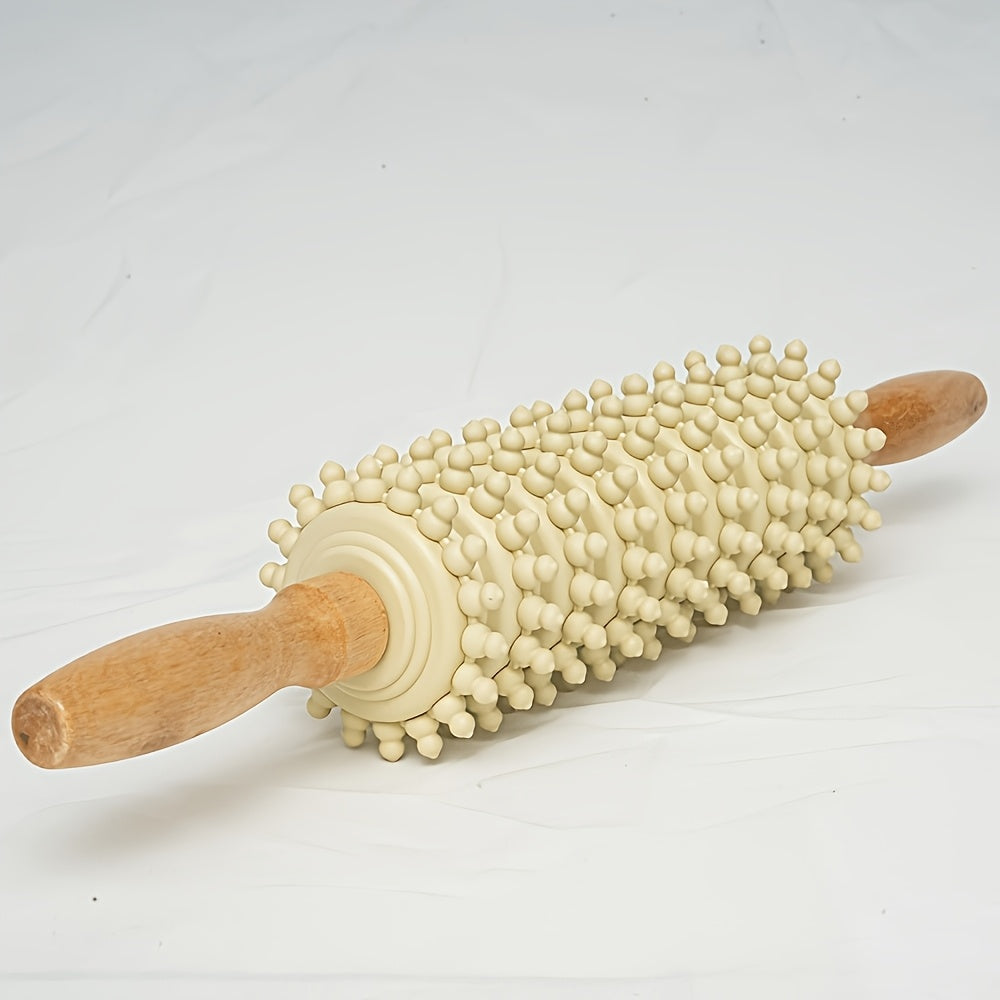 9-Roller Wooden Handheld Massage Stick, Cellulite & Lymphatic Drainage Roller for Arms, Legs, Thighs, Hips and Back