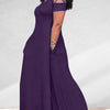 Plus Size Cross-Sleeve Casual Maxi Dress with Back Split