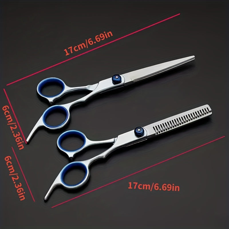 Professional 6-Inch (15 cm) Hairdressing Scissors – 3Cr13 Hypoallergenic Thinning & Cutting Shears with Ergonomic Blue Handles, Unisex Salon & Home Barber Tools