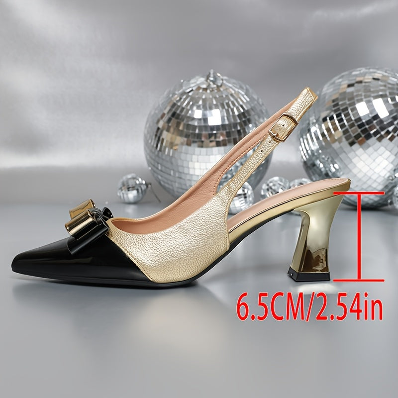 Elegant Summer Pointed-Toe Ankle-Strap Pumps — Block High Heels with Buckle and Rubber Sole for Office & Parties