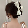 Large Black Bow Hair Claw Clip for Women, Elegant Minimalist Hair Accessory for Ponytails Buns Braids, Secure Hold