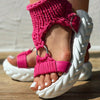 Knitted Platform Sandals for Women - Cushioned Midsole, Adjustable Back Strap, Breathable Fabric Upper, TPR Sole