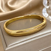 Minimalist 18K Gold-Plated Stainless Steel Bangle Bracelet for Women – Glossy Finish