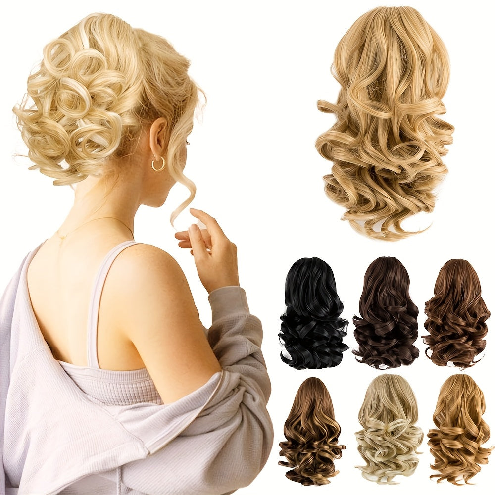 Curly Wavy Clip-In Ponytail – Clip-On Volumizing Hair Extension for Women – Heat-Resistant Fiber