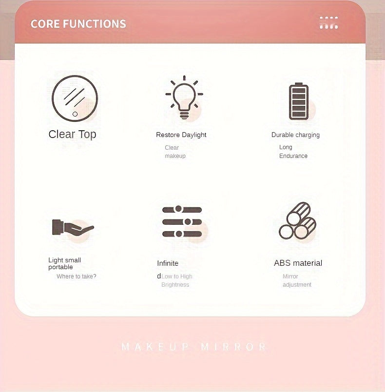 Foldable LED Travel Makeup Mirror - Double-Sided 1X/2X/3X Magnification, Adjustable Brightness, Rechargeable USB Pocket Mirror