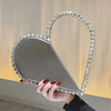 Faux Leather Evening Clutch Bag with Rhinestone Handle - Zipper Closure & Polyester Lining for Weddings and Parties