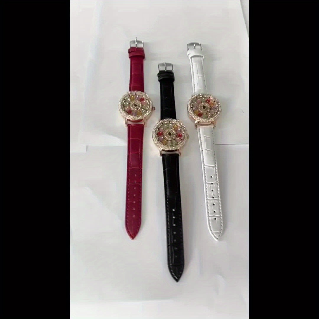 ORSGA Women's Rotating Dial Speedometer Analog Watch — Hollow Alloy Case, PU Leather Strap, Mechanical Movement, Business Casual Gift