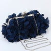Floral Petal Evening Clutch with Detachable Chain Strap - Polyester Wedding & Party Handbag (Apricot, Rose Red, White, Purple, Blue, Black)