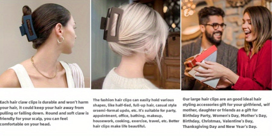 Multicolor Large Acrylic Rectangle Hair Clip Thick Resin Claw for Long Thick Hair Nonslip Jaw Clip