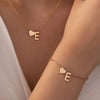Minimalist Heart & Letter Necklace and Bracelet Set - Two-Piece Women's Everyday Jewelry