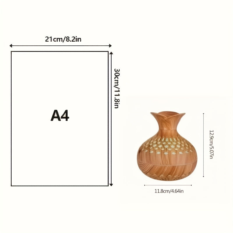 USB-Powered Wood Grain Flower Humidifier & Desk Lamp — Essential Oil Diffuser for Home & Office