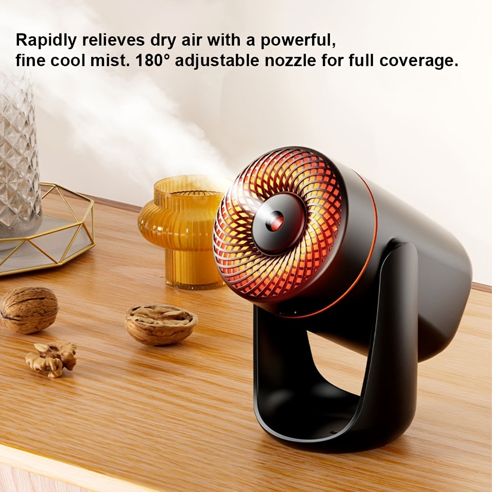 Portable Ultrasonic Humidifier with 180° Rotating Base, 7-Color LED & Essential Oil Diffuser, Silent High-Mist Air Humidifier for Home Office Dorm